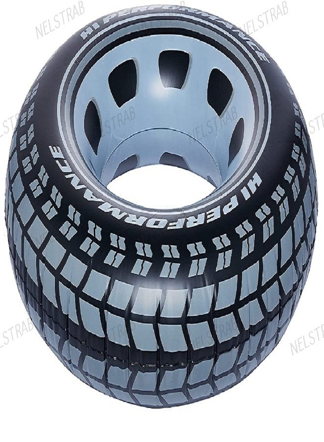 NELSTRAB نيلستراب: - إطار عملاق قابل للنفخ، أنبوب سباحة عائم، حلقة سباحة للكبار (9 سنوات فما فوق) (المقاس - 36 بوصة) (اللون الأسود) (قطعة واحدة) - Image 5